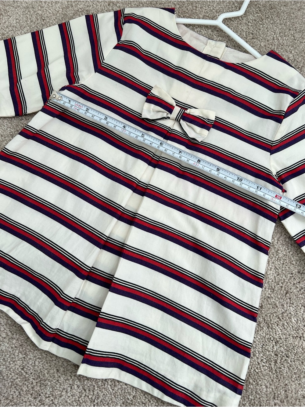Janie and Jack Cream Top with Navy and Red Stripes - Picture 6 of 9